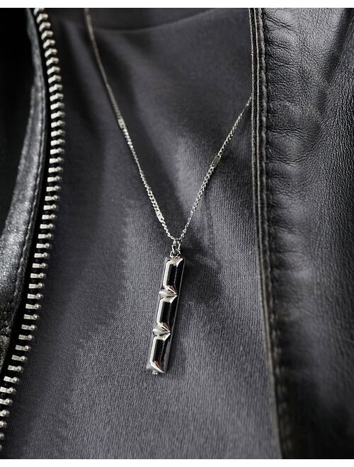 Faded Future textured bar pendant necklace with fine chain in silver
