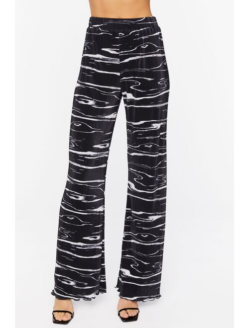 Forever 21 Abstract Print Shirt &amp; Pants Set Black/White