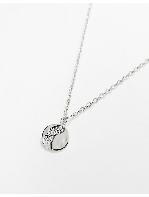 Faded Future hammered disc pendant necklace in silver