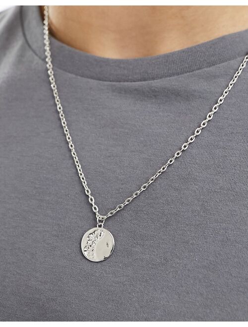 Faded Future hammered disc pendant necklace in silver
