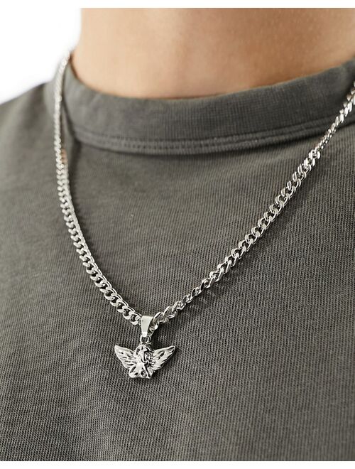 Faded Future chain cherub necklace in silver