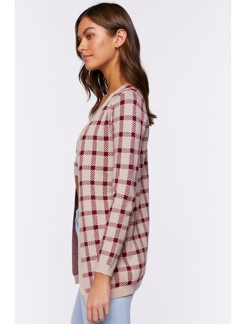 Forever 21 Plaid Cami &amp; Cardigan Sweater Set Taupe/Rust