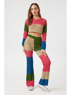 Open Knit Crop Top & Pants Set Natural/Multi