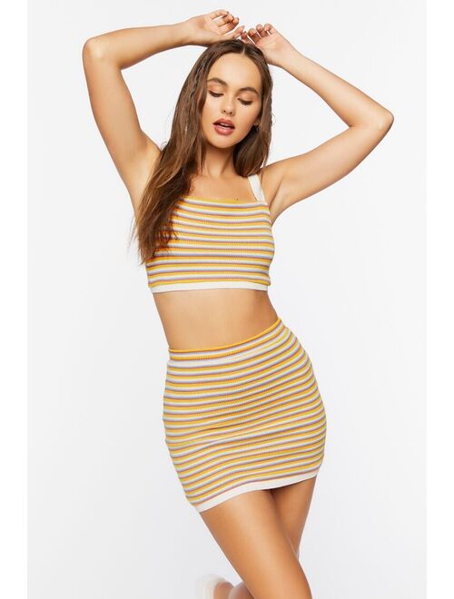 Forever 21 Striped Cami &amp; Mini Skirt Set Yellow/Multi