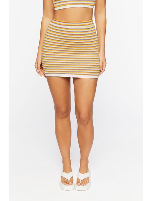 Forever 21 Striped Cami &amp; Mini Skirt Set Yellow/Multi