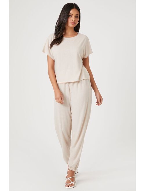 Forever 21 Relaxed Fit Tee &amp; Joggers Set Natural