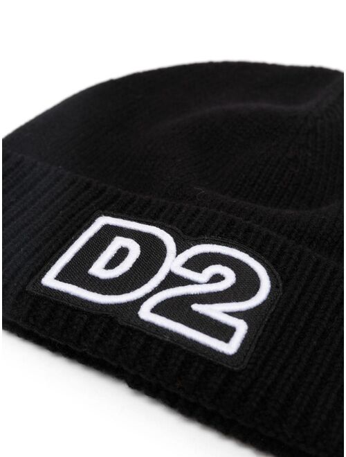 Dsquared2 Kids logo-patch ribbed-knit beanie