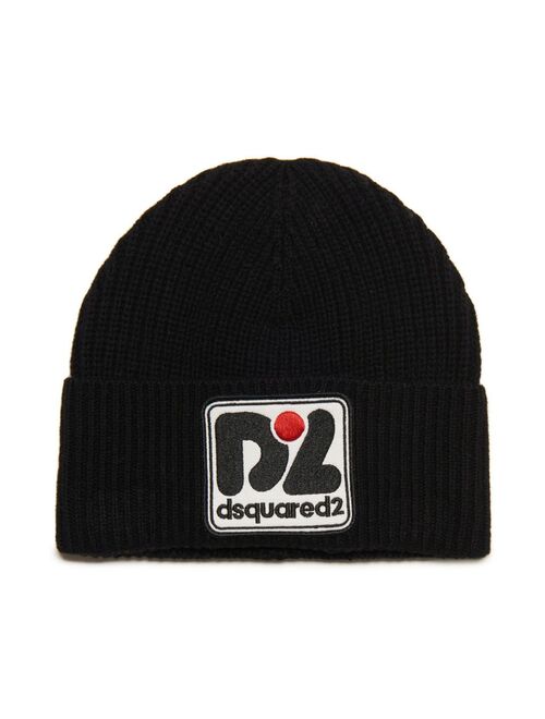 Dsquared2 Kids logo-patch ribbed beanie
