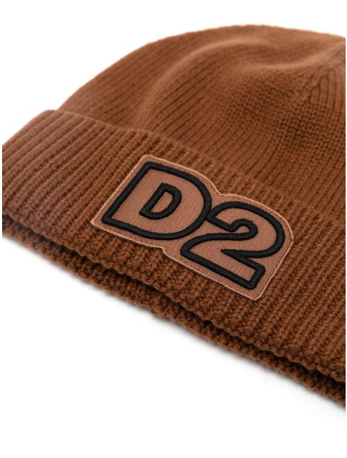 Dsquared2 Kids logo-patch ribbed-knit beanie