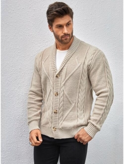 Manfinity Men'S Cable Knitted Button-Down Cardigan