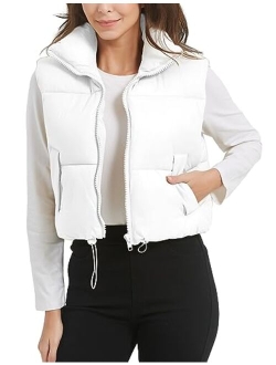 PEHMEA Womens Cropped Puffer Vest Zip Up Stand Collar Sleeveless Jacket Winter Gilet Puffy Vest