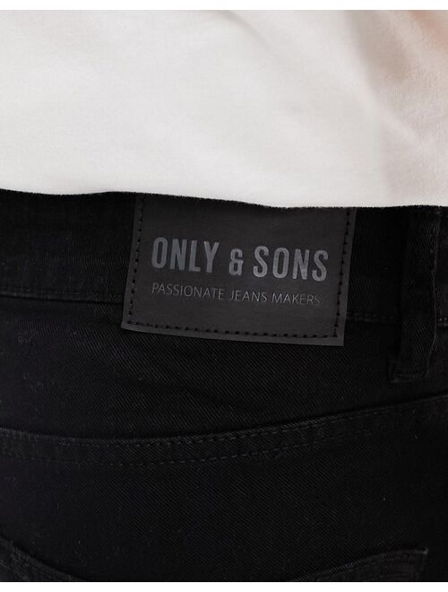 Only & Sons Warp skinny jeans in black