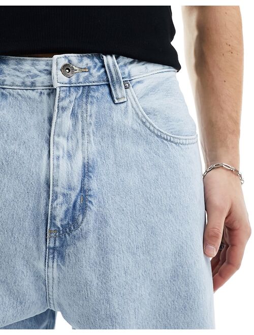 Pull&Bear wide leg baggy jeans in light blue