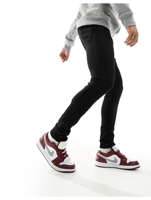 Only & Sons fly super skinny fit jeans in black