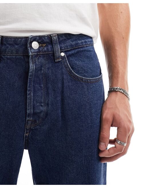 Only & Sons avi rigid tapered fit cropped jeans in mid wash